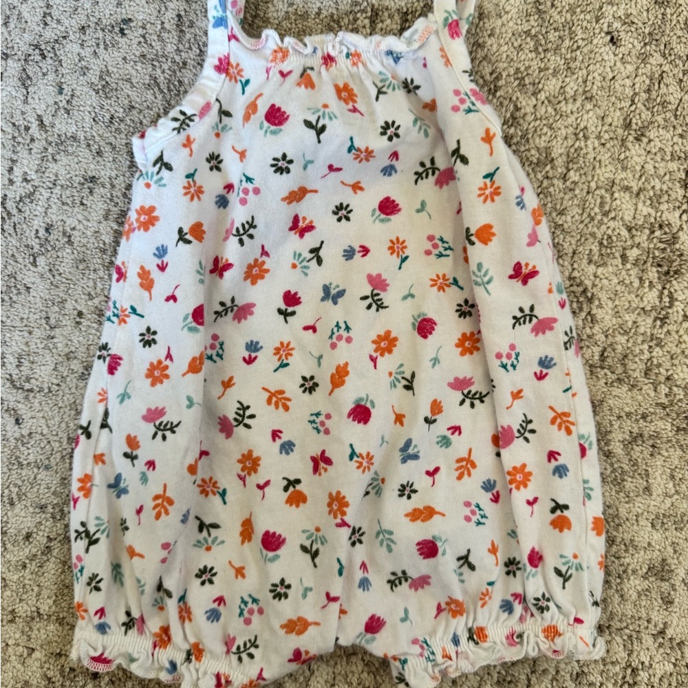 Carter's White Baby Bubble Romper Jumper with Cute Multicolor Floral Print - Picture 4 of 4
